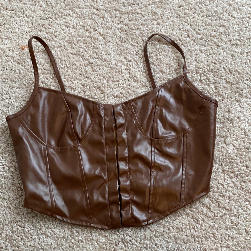 Leather brown corset top